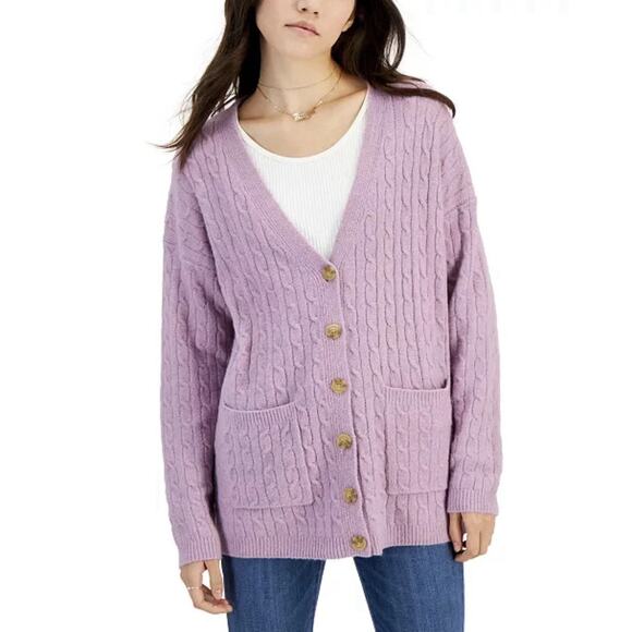 Hippie Rose Womens Baby Cable Knit Button Cardigan Sweater size S - Picture 1 of 4